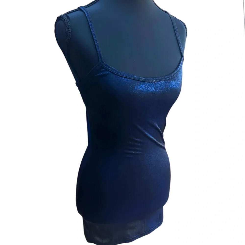 BKE Boutique Tank Dress Camisole Shimmering Midnight Blue Size M in EUC